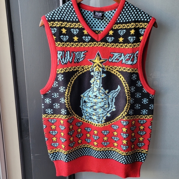 MINT RUN THE JEWELS SWEATER VEST CHRISTMAS SMALL LIMITED EDITION 2017 HIP HOP - Picture 2 of 12